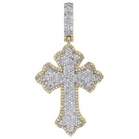 10K Gelbgold Original Diamant Herren Spitz Kreuz AnhäNger Vereist Aus 1 Karat