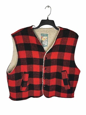 Sherpa Vest Men's Buffalo Plaid Vest Vintage Canyon Guide