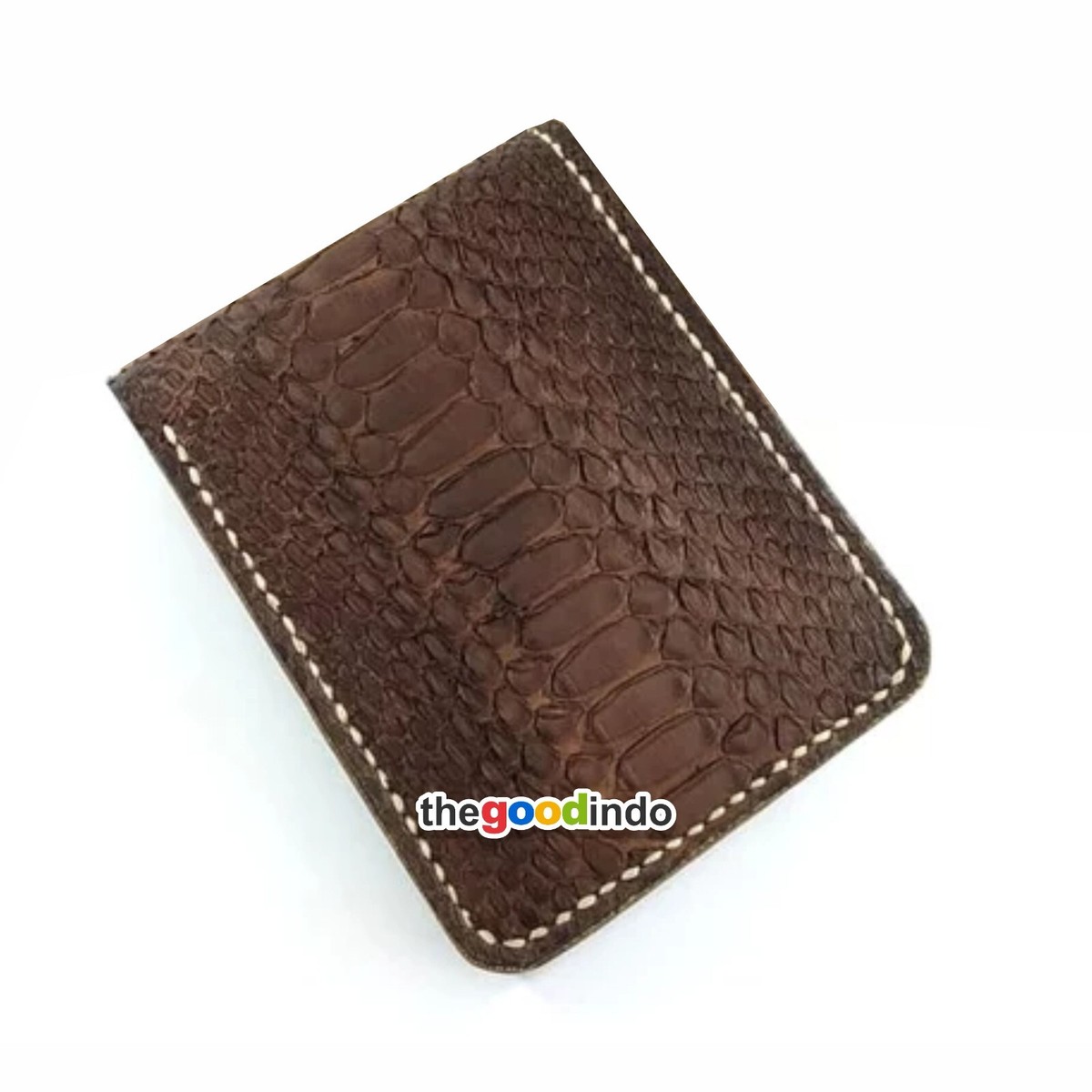 Python Snake Skin Men's Bifold Wallet Handmade Genuine Dark Brown