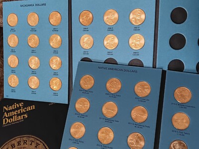 2 Folder Set, 50 Coins, All UNC! 2000-2024 P&D Sacagawea Native
