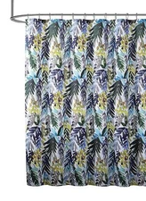 VCNY Home Fabric Shower Curtain: Tropical Leaves in Watercolor Design NWOP