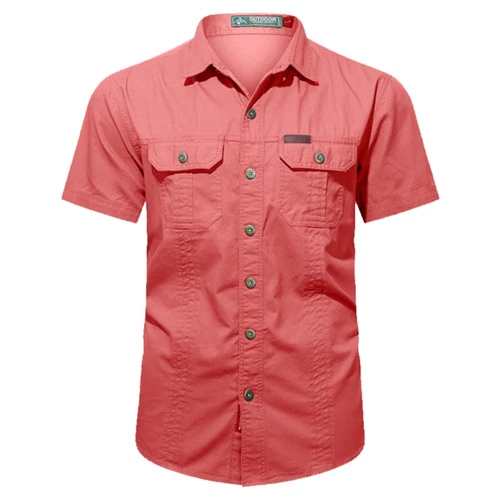 Hombres Camisas de Verano Camisas de Manga Corta Informales Camisa de Playa con Botones con Bolsillo - Imagen 46 de 54