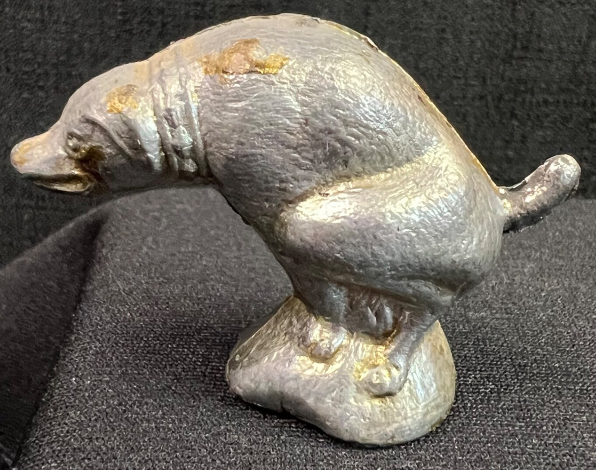 Antique 1930's 4th of July Snake Pooping CAST METAL NAUGHTY DOG