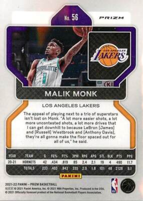 ハイドベスマリックモンク Malik Monk 56 2021-22 Panini Prizm Target Factory Silver Wave | eBay