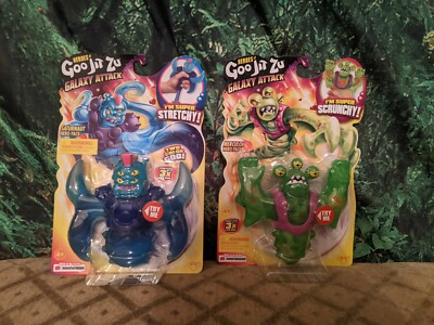 New Heroes Of Goo Jit Zu Galaxy Attack SATURNAUT MERCULOK Set Of 2 Alien Figures