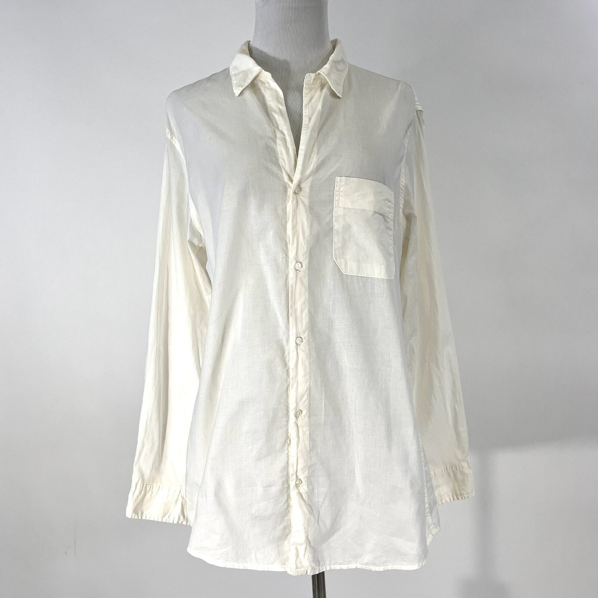 $165 American Colors by Alex Lehr Ivory Organic Button-down Shirt 