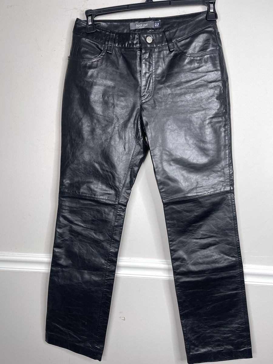 Gap Y2K Vintage Black Genuine Leather Pants Boot Cut Women's Sz 6