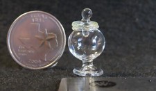 Pokryta szklana miska na cukierki vintage przezroczysta zdejmowana pokrywa 1:12 miniatura AS IS 6337