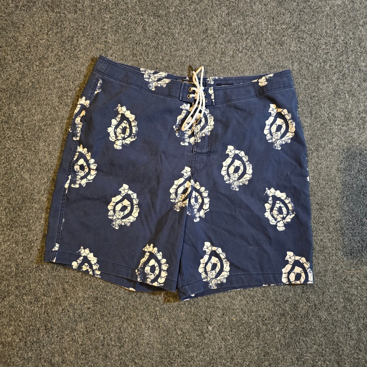 Abercrombie Fitch Swim Trunks Mens Size 33 Blue Nautical Preppy