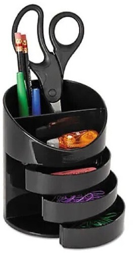 Rubbermaid Small Storage Divided Pencil Holder, Plastic, Black SLV14095 - Picture 1 of 4