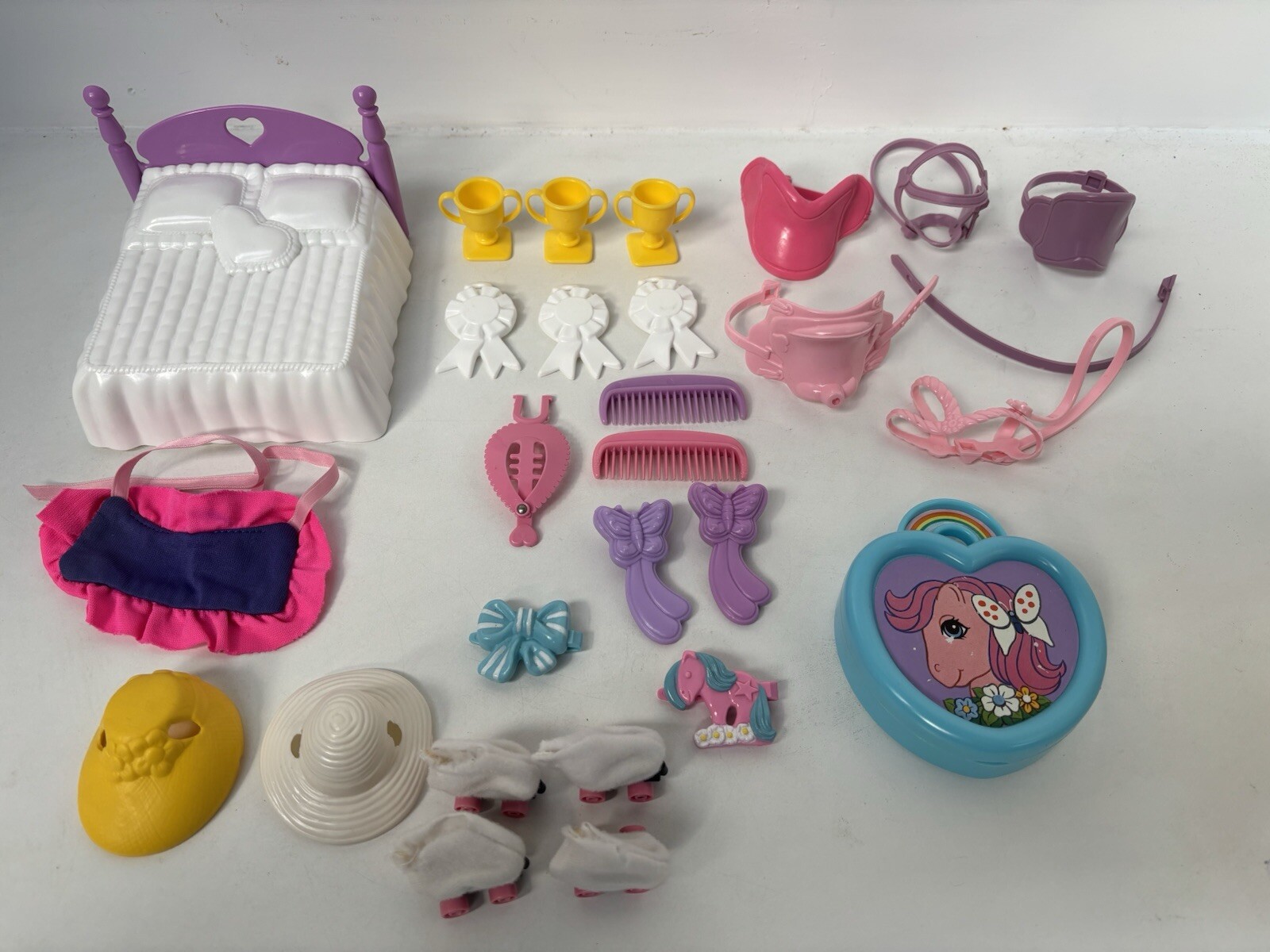 Lotto lavoro vintage My Little Pony G1 accessori letto cappelli selle pettini