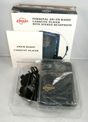 Vintage Cougar WM-2 AM/FM Personal Radio Cassette Player - Boxed Headphones NOS