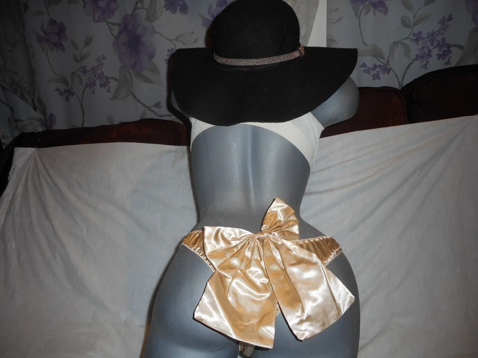Panty Frederick's Of Hollywood Satin Bow Cheeky Champagne M & L vendido por separado Foto 4 de 4