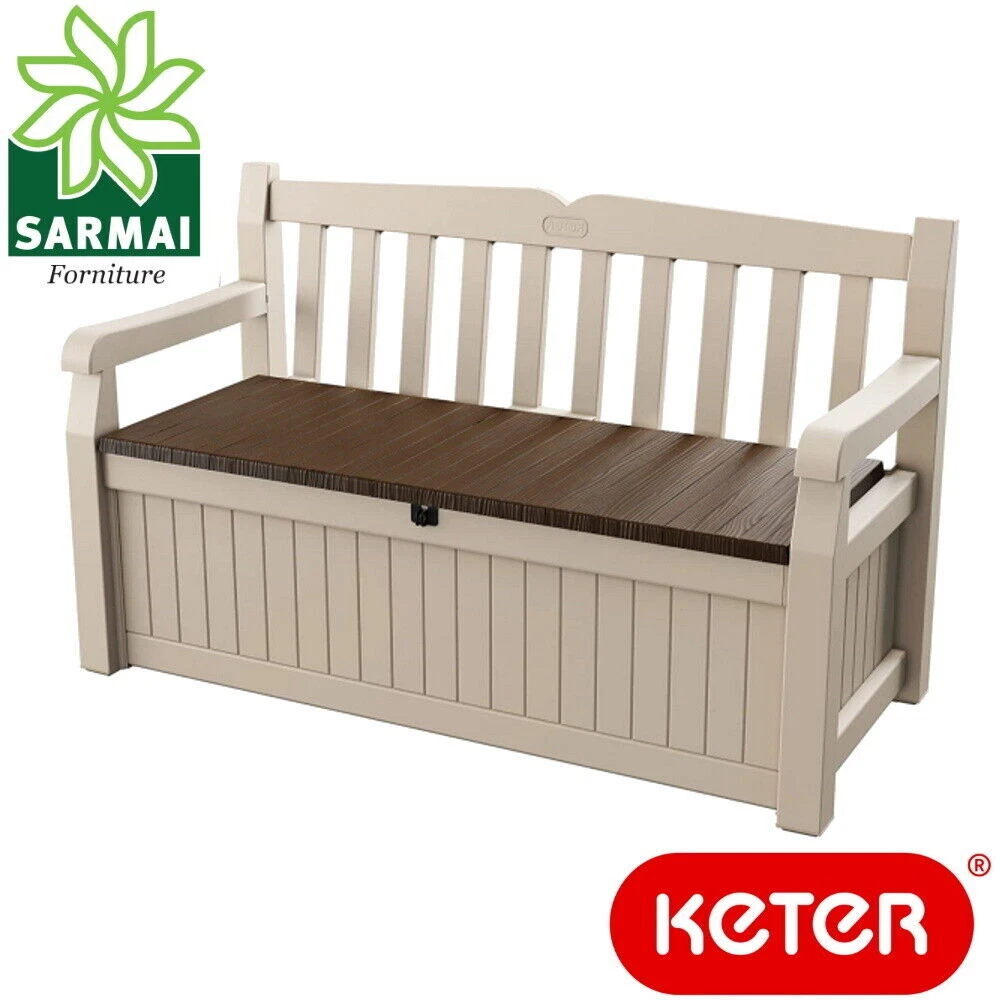 LAPOOH Panca Portaoggetti In Polyrattan Con Cuscino Grigio 115x51x52 Cm – Contenitore Da Esterno Per Giardino, Terrazzo O Interno - 2