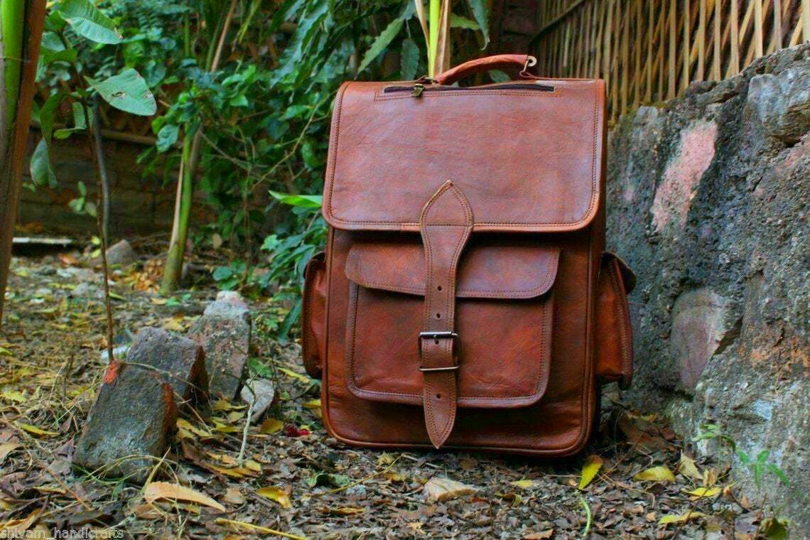 Vintage Brown Handmade Leather Backpack for Men - Travel & Office
