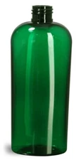 Green UV PET 8 oz Cosmo Oval Plastic Bottles , Lotion Dispenser Bulk only Bottle