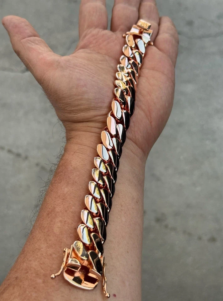 Pulsera Miami Cuban Link Chapada en Oro Rosa 20mm Foto 2 de 2