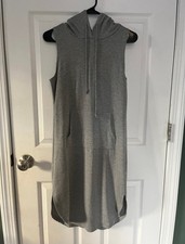 Women’s Active USA Gray Short Sleeveless Hooded Pullover Sweatshirt Dress Medium