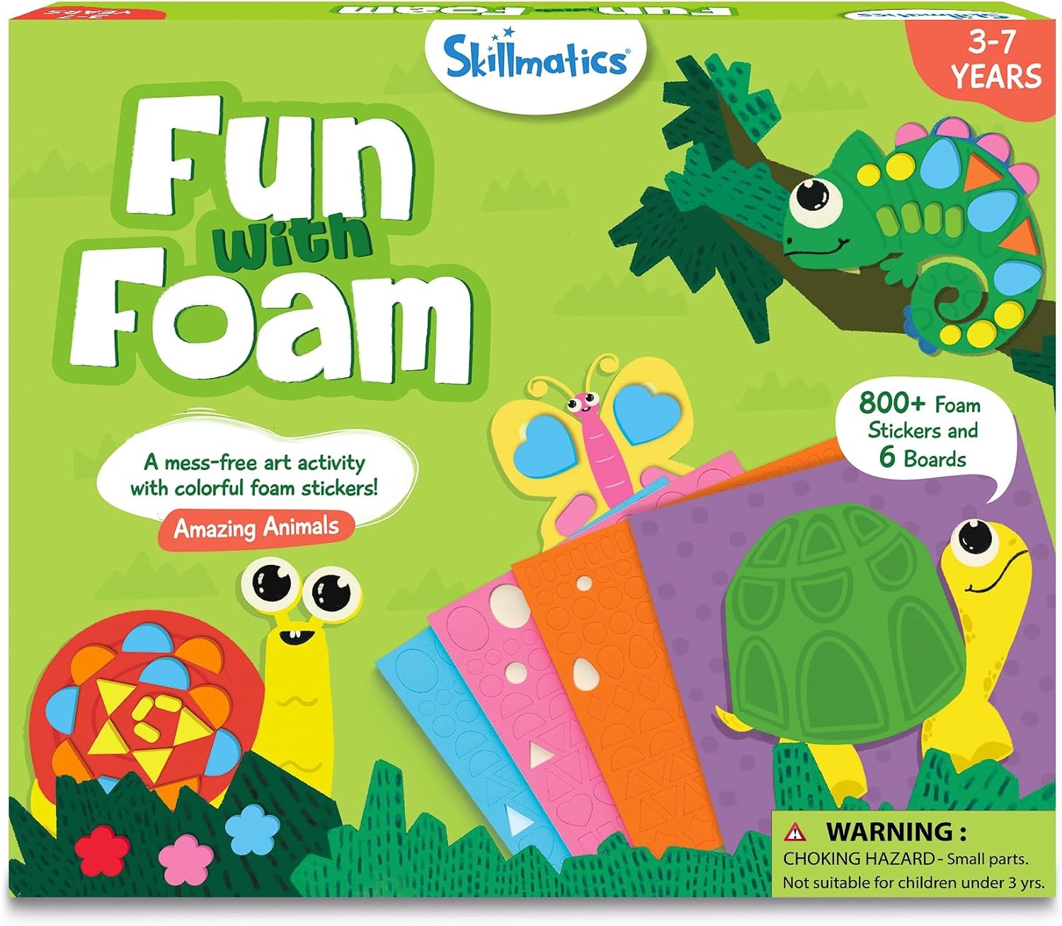 Skillmatics Fun with Foam Sticker Art Animals Craft Kit, 3D Foam Stickers,