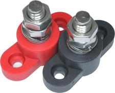 Positive Insulated Battery Power Junction Post Block 3/8 Lug X Red & Black Set
