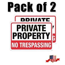 2 Pack Private Property No Trespassing Signs 7x10 Inch Aluminum LAST SET USA