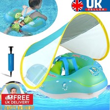 Inflatable Pool Float with Removable Canopy Safety Seat Kids Swimming Ring
