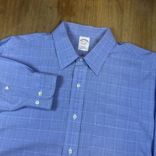 Brooks Brothers Regular Fit Long Sleeve Dress Shirt Mens 16.5 32/33 Blue Plaid
