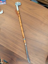 Made In Italy - Long Shoe Horn - Dog Head Bamboo  Resin w/ Brass Fittings 21.5  