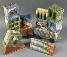 Magnetic Tiles Nature Colors 120 Piece Building Blocks + Cars Kids STEM Toys