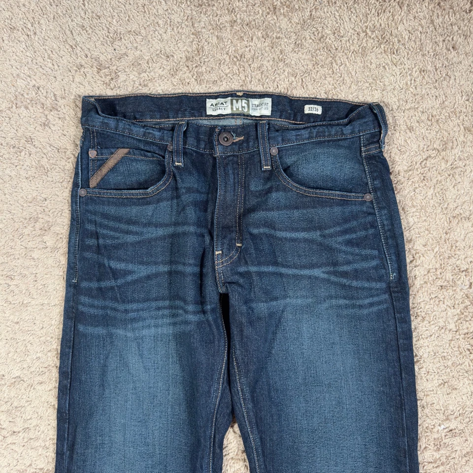Pantalones de mezclilla Ariat M5 para hombre 32X36 azul legado ajustados pierna recta calce recto Foto 2 de 4