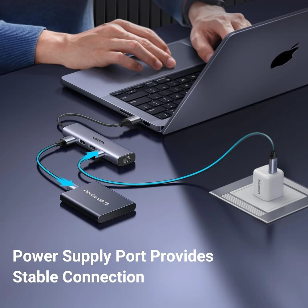 5-in-1 USB 3.0 Hub with Gigabit Ethernet Adapter & RJ45 Port