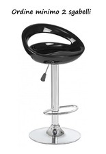 SGABELLO BAR ABS RICICLATO NERO H104, BASE CROMATA, GIREVOLE, REGOLABILE, CUCINA