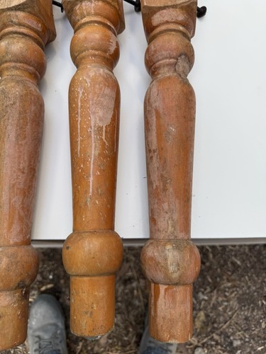 4 VTG Reclaimed Salvage Farm Table Wood Legs 20” tall Crafter Turned Pine - Picture 2 of 8