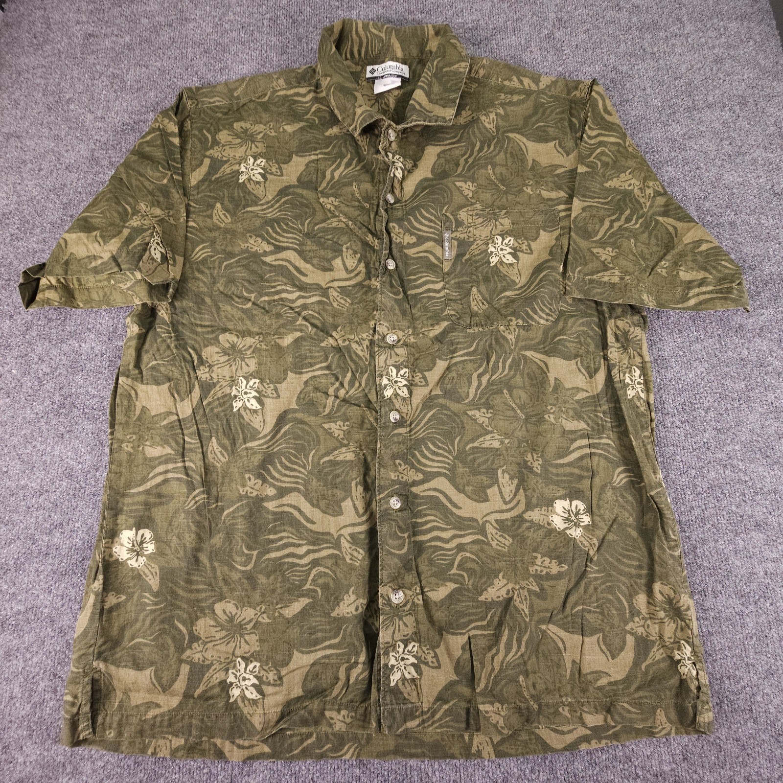 Columbia Men’s Hawaiian Tropical Cotton Outdoors Fishing Hiking Camp Shirt XL