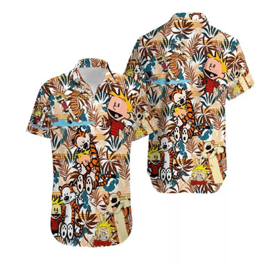 Calvin And Hobbes Hawaiian Shirt Summer, Calvin Hawaii Shirt, Hobbes Aloha Shirt