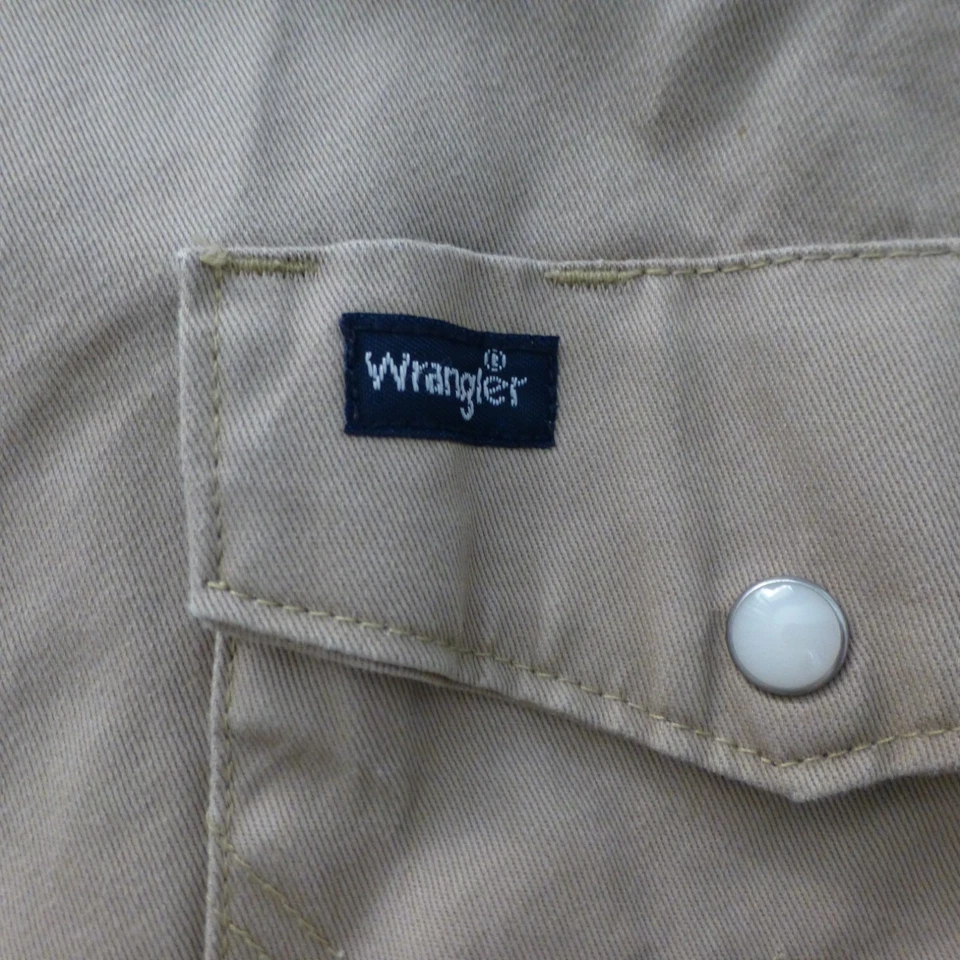 Camisa Wrangler Para Hombres Grande Perla Brocha a Presión Beige Camuflaje Vaquero Occidental Pesada Foto 4 de 4