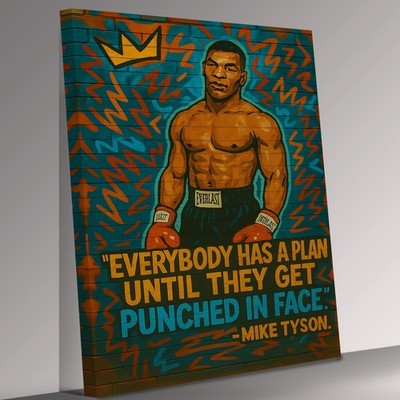 Mike Tyson Young Boxer Plan Zitat Graffitti Stil Leinwandbild Wandbild Bild