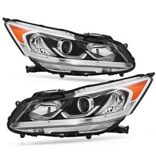 Vrc Pair Halogen Headlights For 2016-2017 Honda Accord Ex Ex-l Sedan Wled Drl