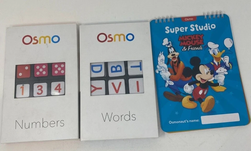 Osmo Numbers Words & Mickey Mouse Super Studio Book Lot of 3 Games Tiles - Image 2 of 4
