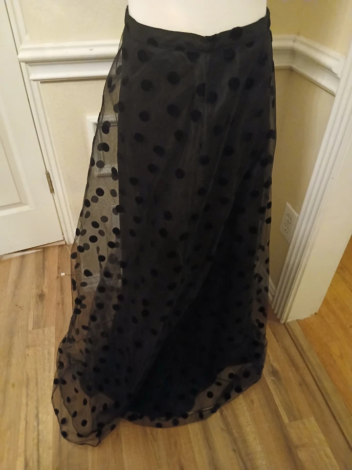 Maxi Falda Vintage Chetta B Negra Cintura Alta Talla 4 Fiesta Vacaciones Foto 3 de 4