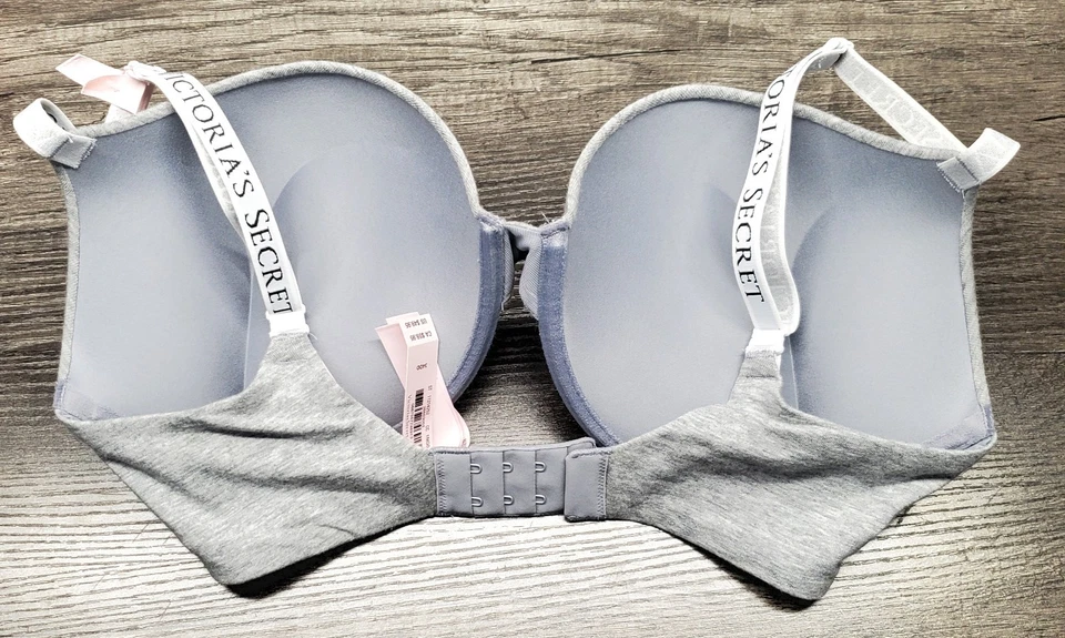 Victoria's Secret Bra T-shirt Plunge Push Up 34DD Gray Bombshell Padded NWT - Image 3 of 4