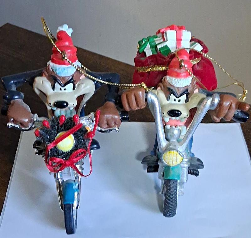 Warner Bros. Studio Store Looney Tunes Taz Motorcycle Hanging Ornament Lot 2 Box