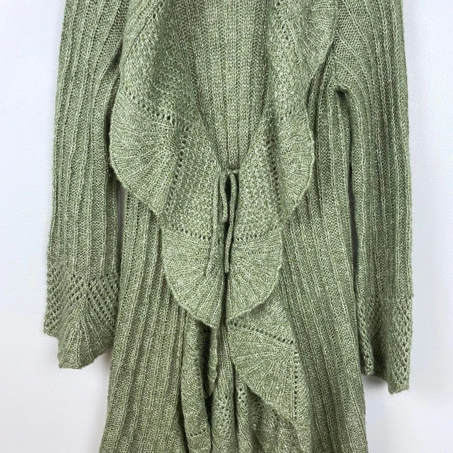 Valerie Bertinelli Sage Green Tie Front Duster Cardigan Fairycore Boho Small - Image 4 of 4