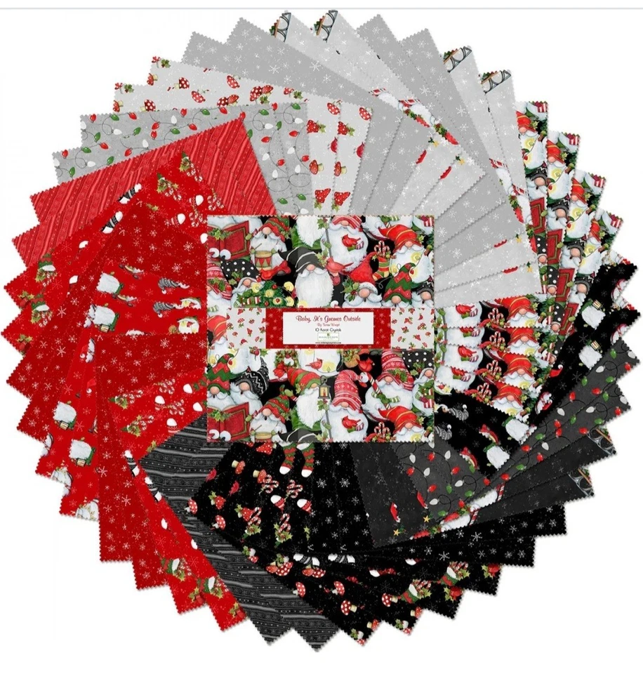 BABY, IT'S GNOMES OUTSIDE WILMINGTON 40 PC 2.5 INCH JELLYROLL FABRIC HOLIDAY - Image 3 of 3