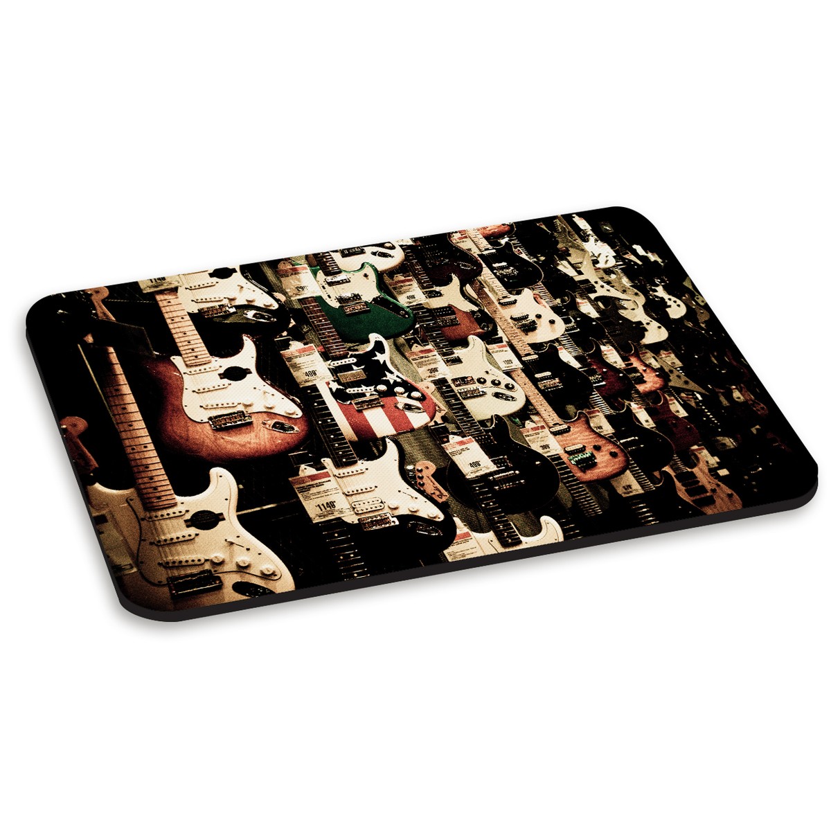Tappetino Mouse Computer Con Chitarra Elettrica - Design Rock Country Giallo