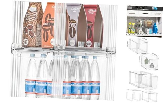 Stackable Kitchen Storage Drawers,Clear with Handles Acrylic Bathroom Makeup