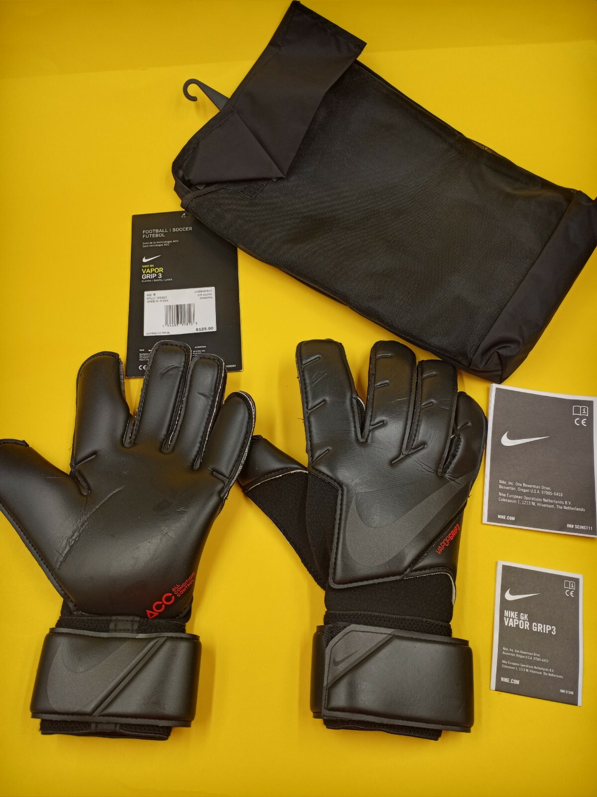 Nike Gk Vapor Grip 3 Soccer Goalkeeper Gloves Bright Citrus Volt Unisex Size 8 For Sale Online Ebay