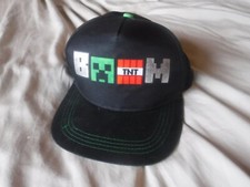 Minecraf Hat Cap Youth Snap Back Black Adjustable Graphic Print