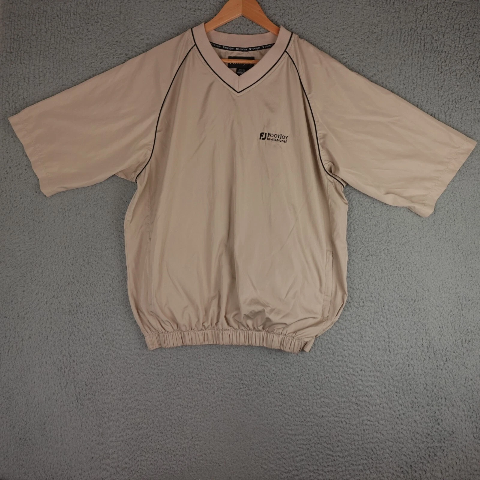 Footjoy Windbreaker Pullover Mens Large Brown Short Sleeve Golf Lightweight