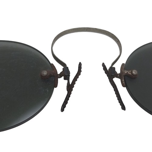 Pince Nez Sunglasses Antique Victorian Smoky Gray Steampunk Rimless AS IS - Picture 9 of 9